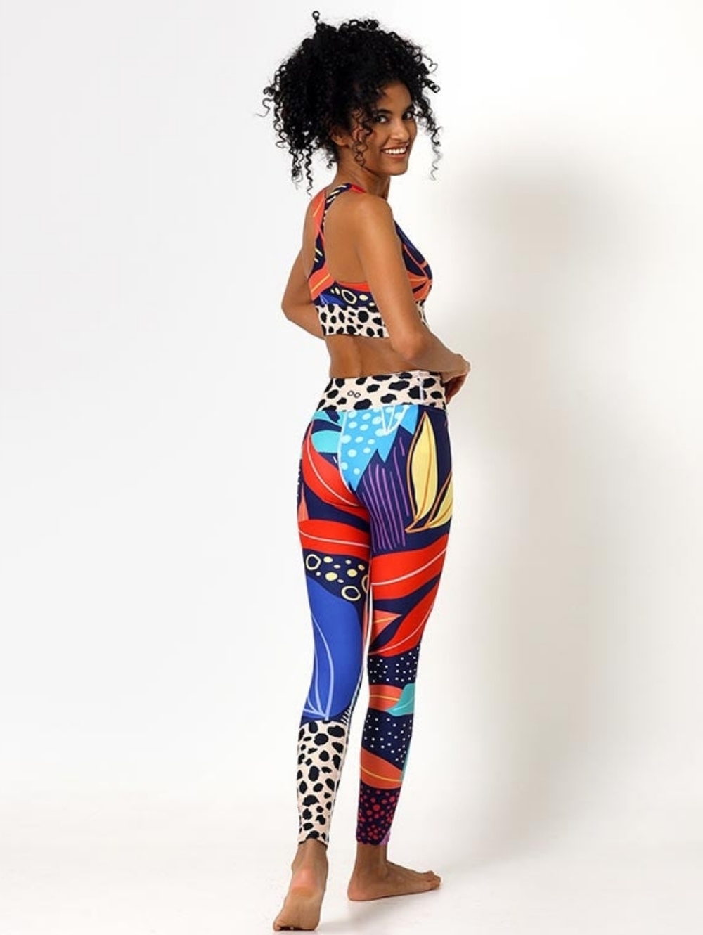 Loony Legs LONDON Floral Leggings "Animal Leaves" Blue/Orange/Green - Picture 2 of 11